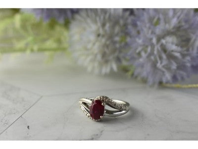 925 Sterling Silver Pink Topaz & Diamonds Ring Size 6
