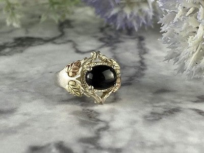 500 Silver Black Nephrite Ring Size 6.75
