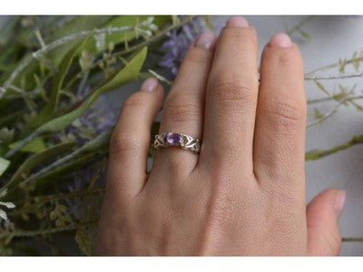 925 Sterling Silver Purple Tourmaline Ring Size 6.5