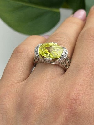 Shiny 925 Sterling Silver Cz Ring Size 7