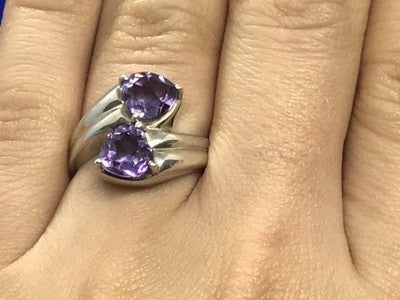 925 Sterling Silver Amethyst Ring Size 6.5