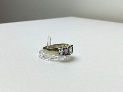 925 Sterling Silver Blue Spinel & Tanzanite Ring Size 11.25