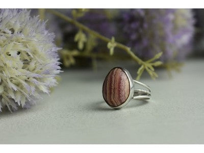 925 Sterling Silver Rhodochrosite Ring Size 7