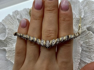 925 Sterling Silver Gold Plated Diamonds Necklace