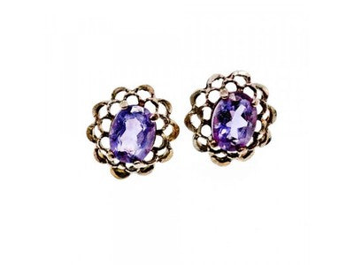 925 Sterling Silver Amethyst Stud Earrings
