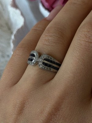 Vintage 925 Sterling Silver Sapphire & Beryl Ring Size 7