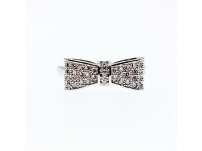 925 Sterling Silver CZ "Bow" Ring Size 8.5