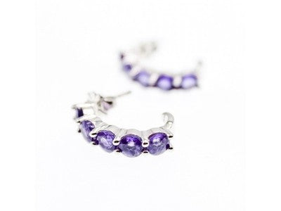 925 Sterling Silver Purple Tourmaline Earrings