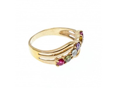 10K Yellow Gold Multi Gemstones Ring Size 6.5