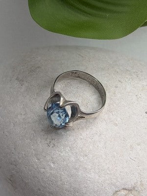925 Sterling Silver Blue Topaz Ring Size 7.5