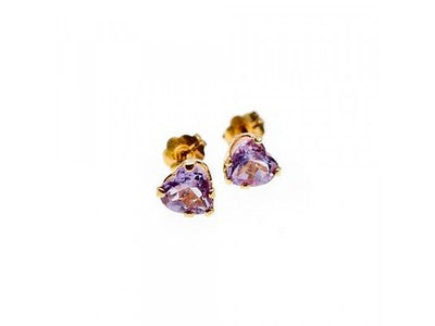 10K Yellow Gold Tanzanite Hearts Earrings