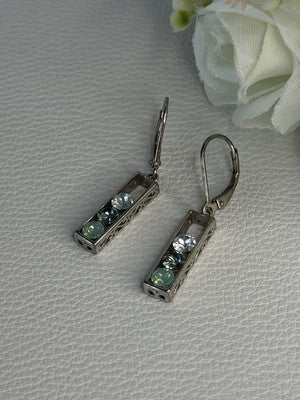 925 Sterling Silver Aquamarine Earrings Length 1.30 Inch