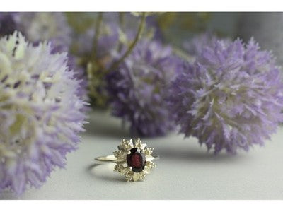 925 Sterling Silver Rubellite & CZ Ring Size 11