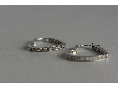 925 Sterling Silver White CZ "Hearts" Earrings