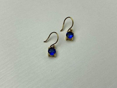 925 Sterling Silver Gold Plated Sapphire Spinel Earrings