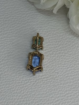 925 Sterling Silver Gold Plated Topaz & Emerald Pendant Length 0.88 Inch