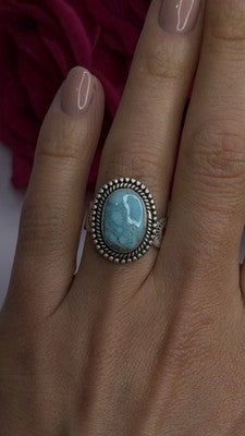 Adjustable Vintage 925 Sterling Silver Blue Turquoise Ring