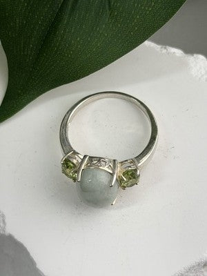 Joy 925 Sterling Silver Jade & Peridot Ring Size 10