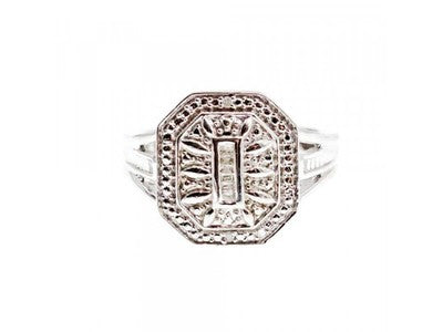 925 Sterling Silver Diamonds Ring Size 8