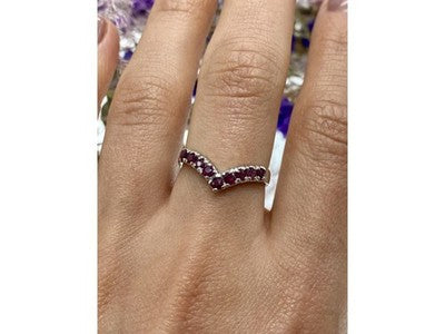 925 Sterling Silver Pink Topaz Ring Size 8