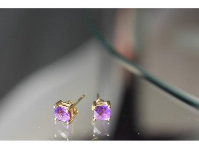 10K Yellow Gold Amethyst Earrings