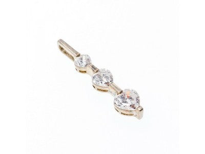 925 Sterling Silver CZ Three Hearts Pendant