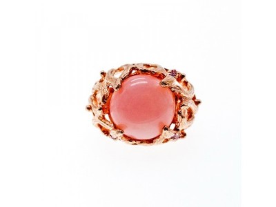 925 Sterling Silver Gold Plated Morganite "Passion" Ring Size 6.5