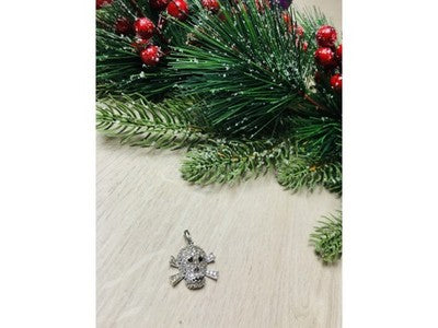 925 Sterling Silver CZ Skull Pendant