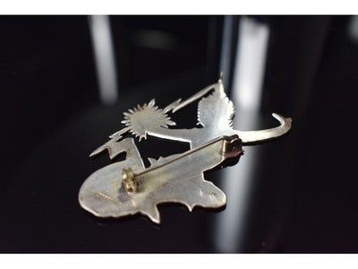 Vintage 925 Sterling Siamese Silver "Samurai" Brooch