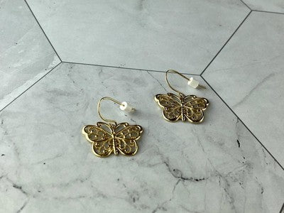 925 Sterling Silver Gold Plated "Butterflies" Earrings