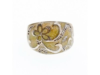 925 Sterling Silver Agate & CZ Ring Size 6.75