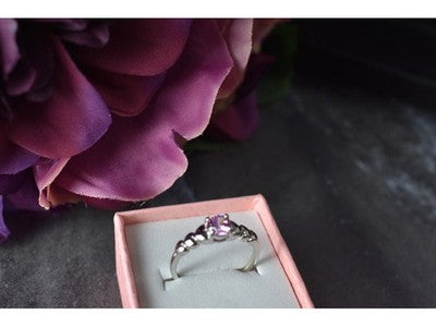 925 Sterling Silver Pink CZ Ring Size 6.5
