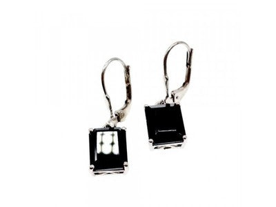 925 Sterling Silver Black Agate Earrings