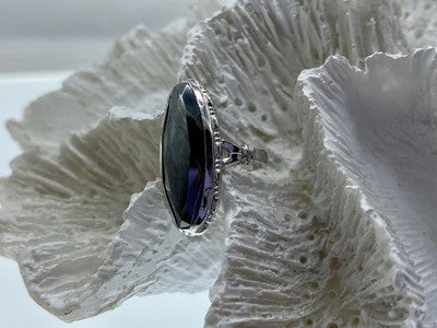 925 Sterling Silver Hematite Ring Size 5.5