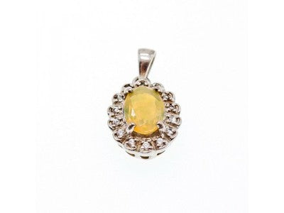 925 Sterling Silver Opal & CZ Pendant