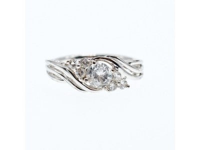 925 Sterling Silver White Topaz Ring Size 7
