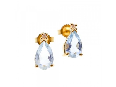 14K Yellow Gold Topaz & Diamond Earrings