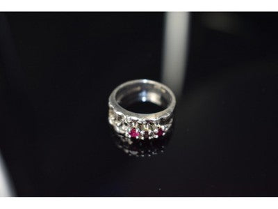 925 Sterling Silver Pink Topaz & Amethyst Ring Size 6.5