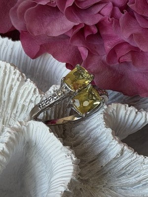 925 Sterling Silver Citrine Ring Size 10