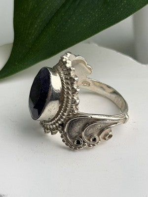 Vintage 925 Sterling Silver Sapphire Ring Size 9