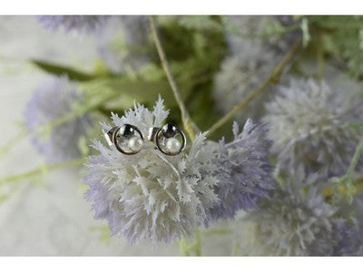10K White Gold Pearls Earrings Italy