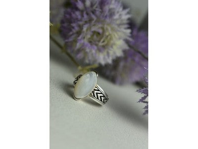 925 Sterling Silver Mother Of Pearl Ring Size 6.5