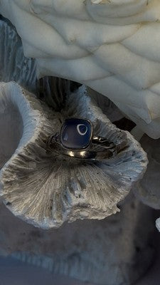 Vintage 925 Sterling Silver Blue Chalcedony Cushion Cut Ring Size 7