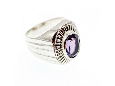 Vintage 925 Sterling Silver Amethyst Ring Size 8