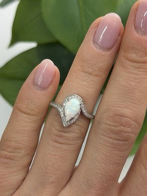 925 Sterling Silver Opal & Beryl Ring Size 6