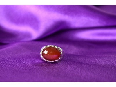 925 Sterling Silver Carnelian Ring Size 6.5