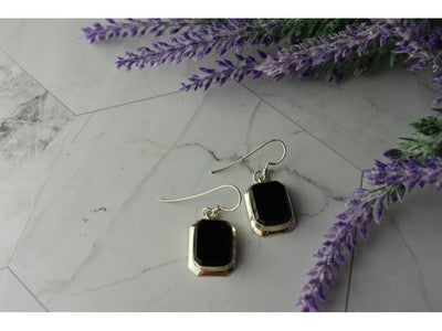 925 Sterling Silver Black Nephrite Earrings