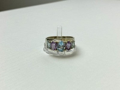925 Sterling Silver Blue Spinel & Tanzanite Ring Size 11.25