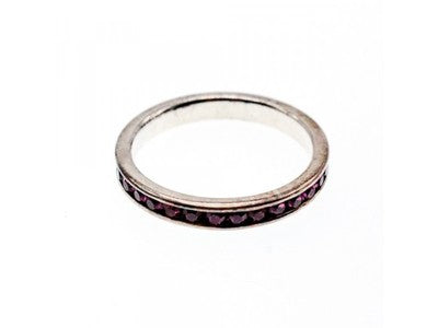 925 Sterling Silver Purple CZ Band Ring Size 8.5