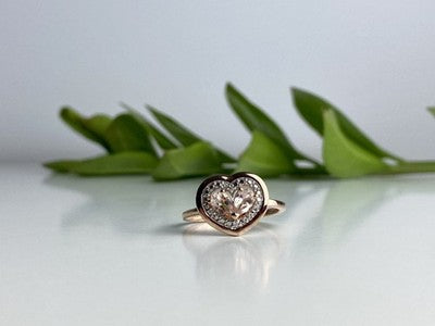 925 Sterling Silver Gold Plated Morganite Ring Size 10